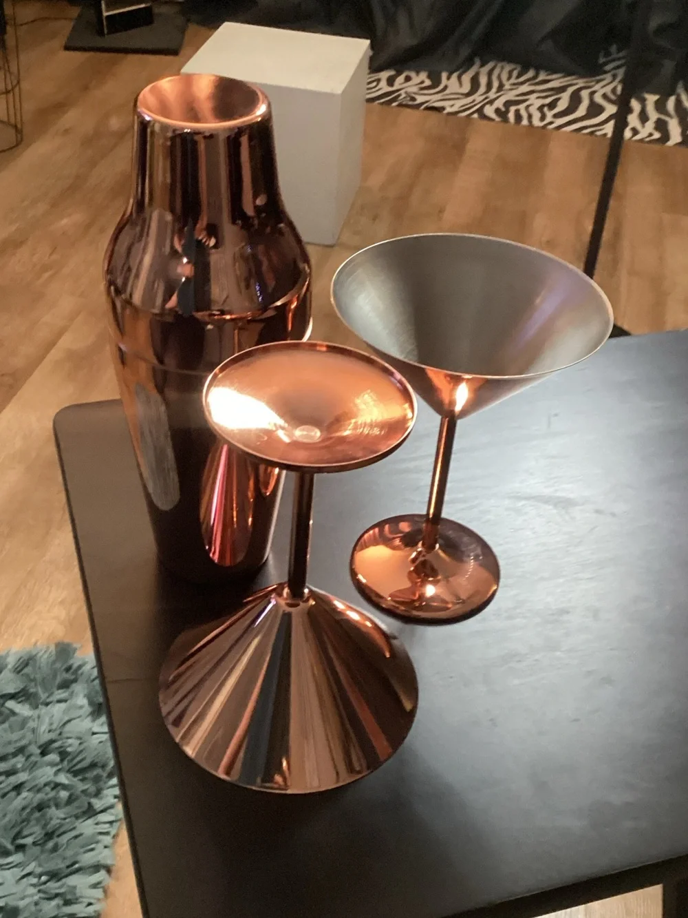 Copper Martini Glasses & Cocktail Shaker Set - Metallic Copper